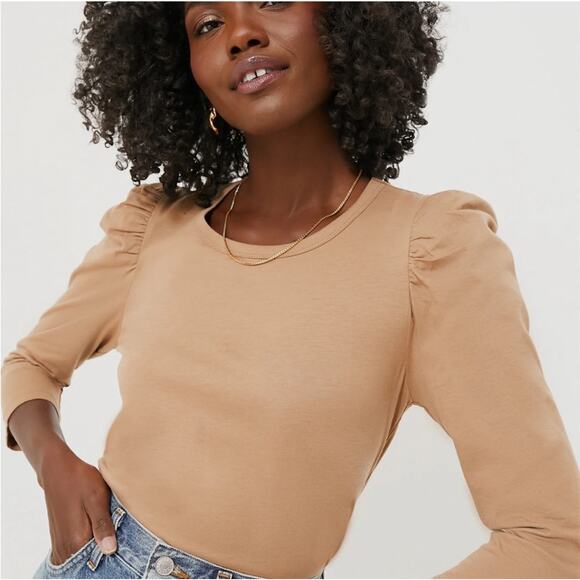 Pomander Place Tan Vesty Long Sleeve Crewneck Top Blouse - Picture 2 of 10